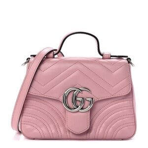 Pink GG Gucci Marmont Top Handle Handbag